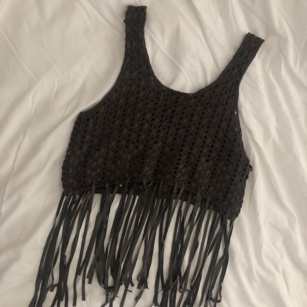 Fringe knitted tank top